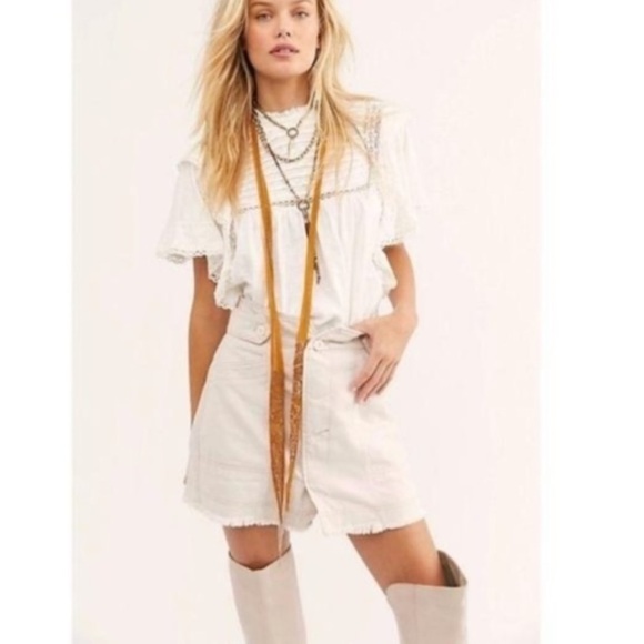 Free People Alpha Utility Raw Edge Mini Skirt in Salt - Picture 2 of 10